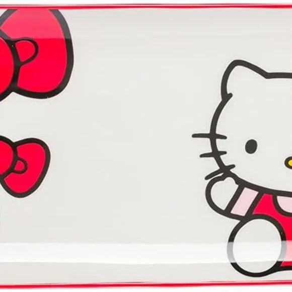 Silver Buffalo Sanrio Hello Kitty Red and White Bow Ceramic Sushi Set - Picture 4 of 7